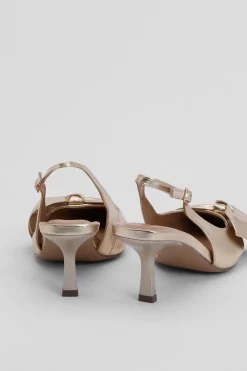 Maggie Chaussures Escarpins À Bride Arrière En Synthétiquecuir Métallisé Avec Nœud Décoratif Bout Pointu Et Petit Talon Confort