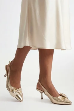 Maggie Chaussures Escarpins À Bride Arrière En Synthétiquecuir Métallisé Avec Nœud Décoratif Bout Pointu Et Petit Talon Confort