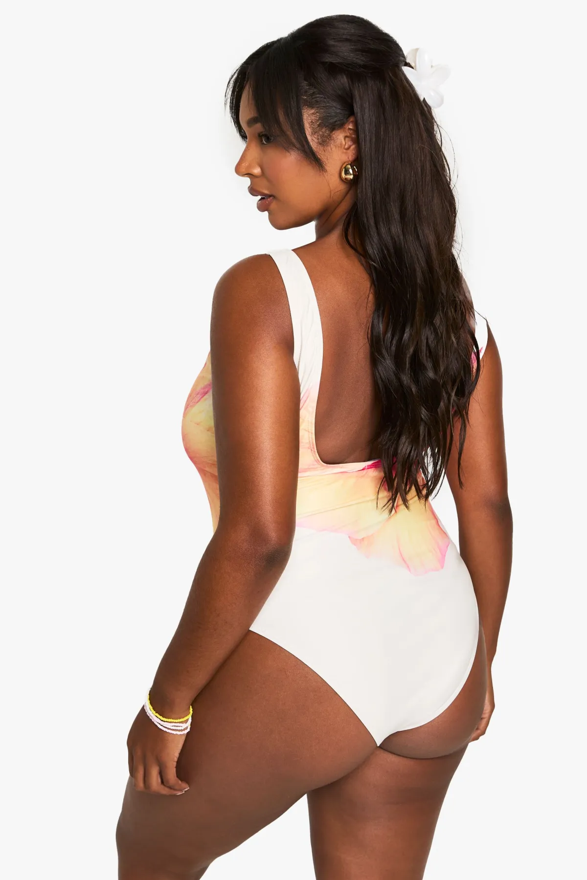 boohoo MAILLIT DE BAIN UNE PIÈCE SCOOP À IMPRIMÉ FLORAL (GRANDE TAILLE)<Femme Maillots De Bain|Tenues De Plage