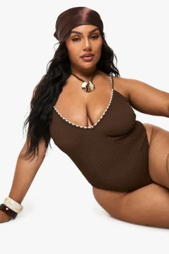 MAILLLOT DE BAIN GRANDE TAILLE À COUTURE CONTRASTÉE SCOOP