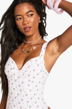 Maillot De Bain À Armatures Froncé À Motif Fleuri Ditsy Essentials