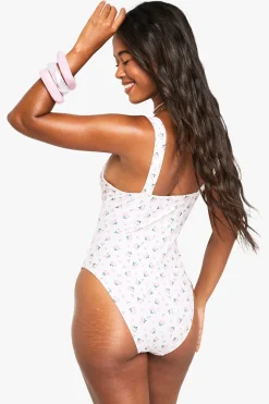 Maillot De Bain À Armatures Froncé À Motif Fleuri Ditsy Essentials