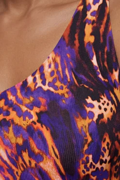 Maillot De Bain Asymétrique Imprimé Animal Abstrait