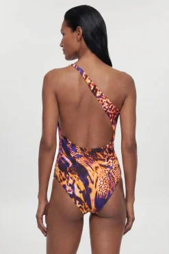 Maillot De Bain Asymétrique Imprimé Animal Abstrait