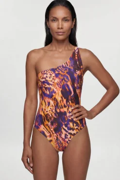 Maillot De Bain Asymétrique Imprimé Animal Abstrait