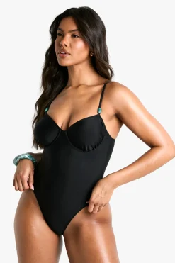 boohoo Maillot de bain avec garniture en résine<Femme Maillots De Bain|Tenues De Plage