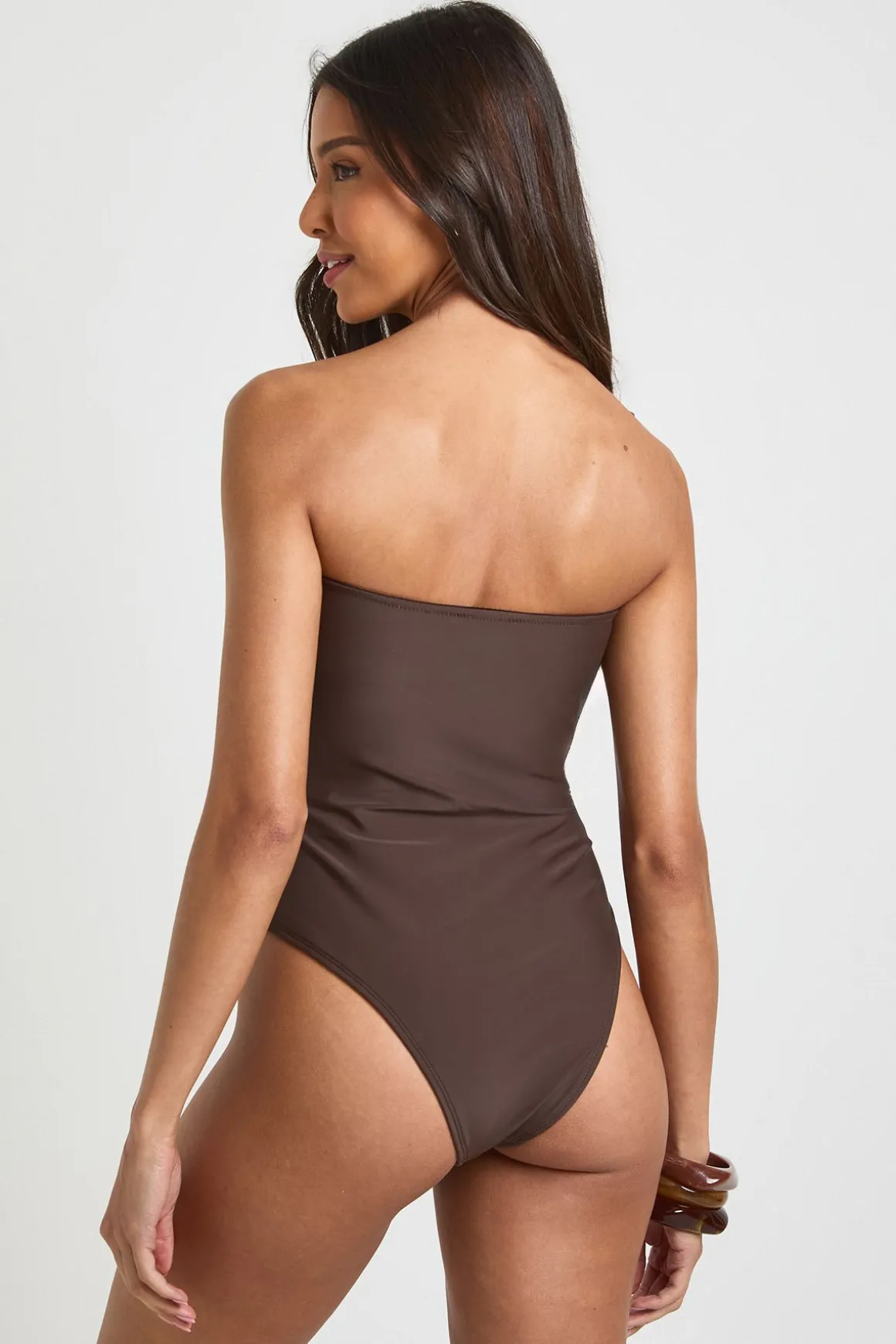 Maillot De Bain Bandeau Avec Détail Bordure Dorée