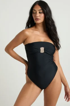 Maillot De Bain Bandeau Avec Détails Bordure Dorée