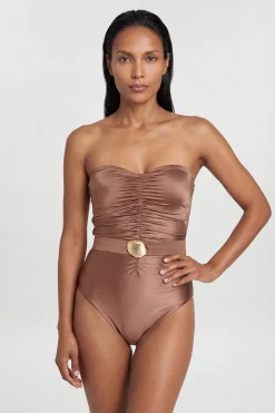 Maillot De Bain Bandeau Avec Détail De Ceinture Métallique
