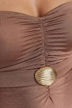 Maillot De Bain Bandeau Avec Détail De Ceinture Métallique