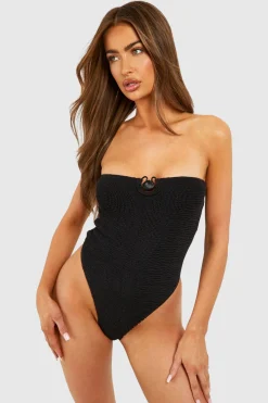 boohoo Maillot de bain bandeau crêpé Coquillage<Femme Maillots De Bain|Tenues De Plage