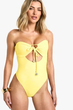 Maillot de bain bandeau à découpe et garniture Soleil