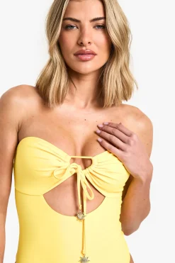 Maillot de bain bandeau à découpe et garniture Soleil