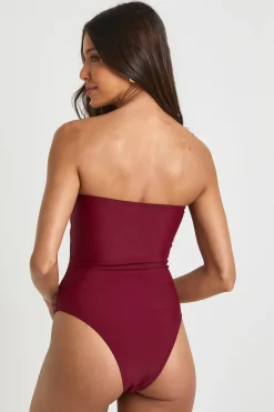 Maillot De Bain Bandeau À Découpes Avec Détails Dorés