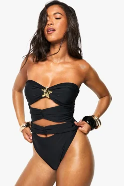 boohoo Maillot de bain bandeau découpé étoile de mer<Femme Maillots De Bain|Tenues De Plage