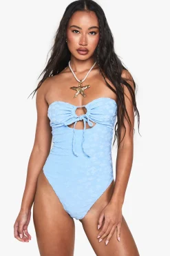 Maillot de bain bandeau embossé floral
