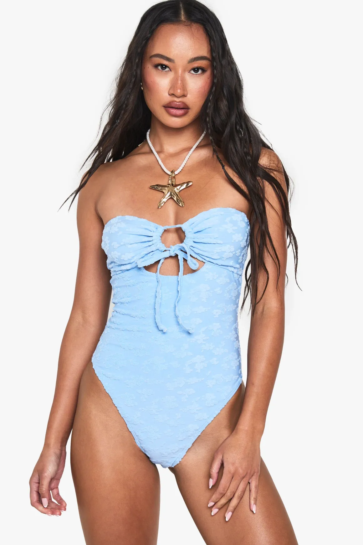 Maillot de bain bandeau embossé floral