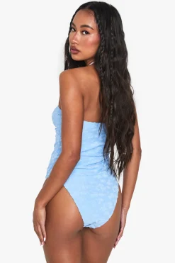 Maillot de bain bandeau embossé floral