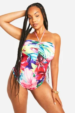 boohoo Maillot de bain bandeau à fronces avant<Femme Maillots De Bain|Tenues De Plage