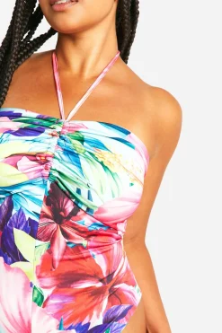 boohoo Maillot de bain bandeau à fronces avant<Femme Maillots De Bain|Tenues De Plage