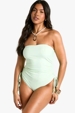 Maillot de bain bandeau à garniture de perles