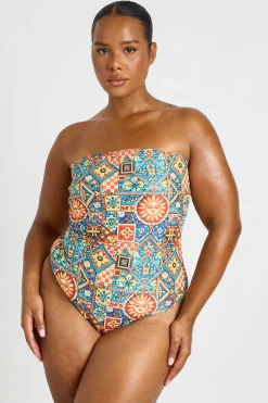 Maillot De Bain Bandeau Grande Taille Imprimé Carreaux