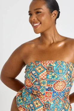 Maillot De Bain Bandeau Grande Taille Imprimé Carreaux
