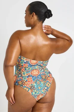 Maillot De Bain Bandeau Grande Taille Imprimé Carreaux