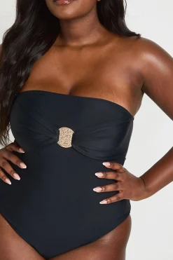 boohoo Maillot De Bain Bandeau Grande Taille Avec Détail Bordure Dorée<Femme Maillots De Bain|Tenues De Plage