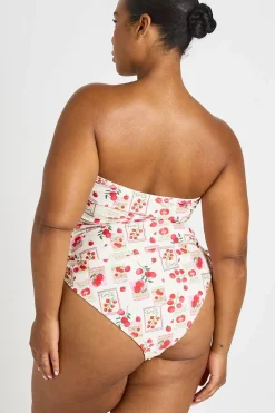Maillot De Bain Bandeau Grande Taille À Imprimé Tomates Et Fronces