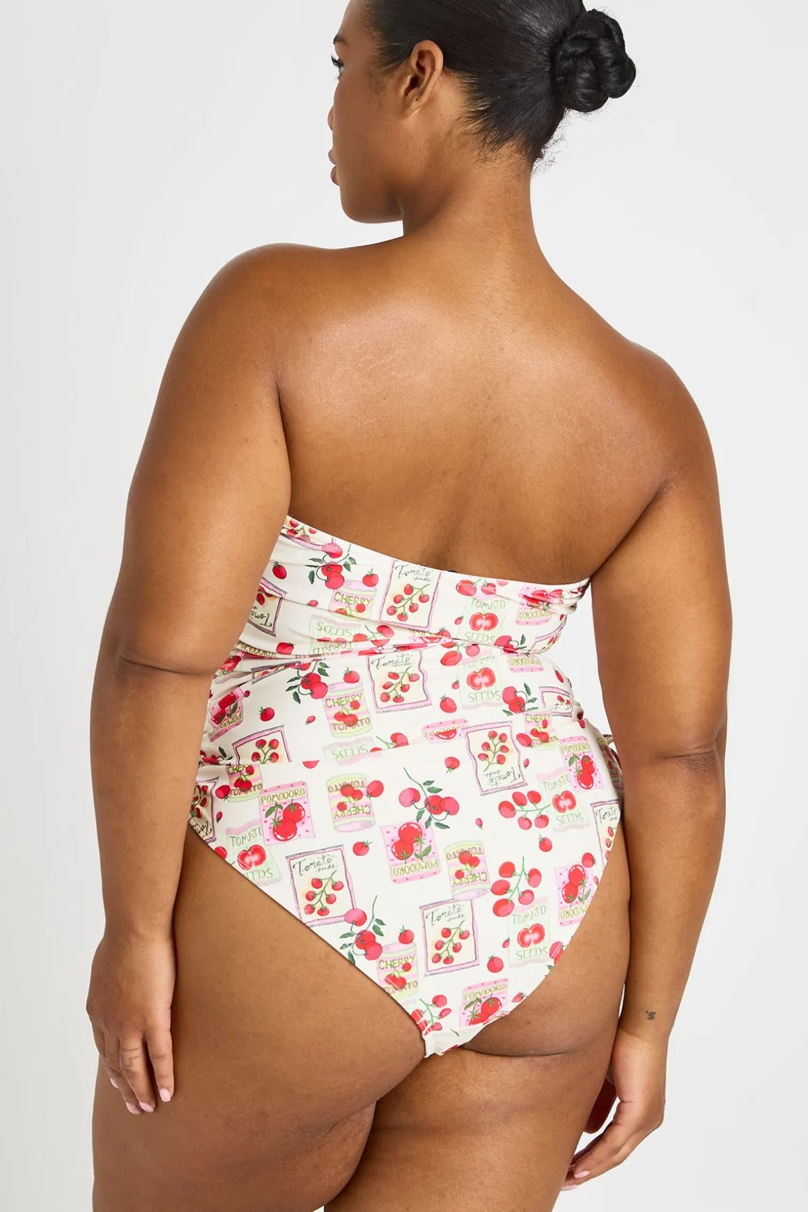 Maillot De Bain Bandeau Grande Taille À Imprimé Tomates Et Fronces