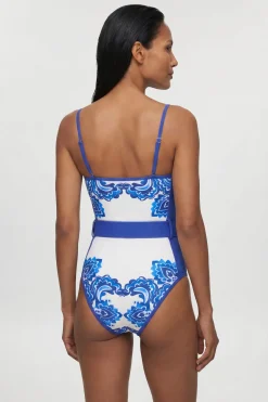 KarenMillen Maillot De Bain Bandeau À Imprimé Cachemire Avec Ceinture<Femme Maillots De Bain|Tenues De Plage