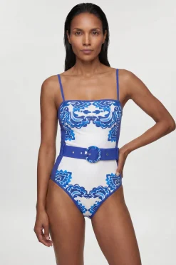 KarenMillen Maillot De Bain Bandeau À Imprimé Cachemire Avec Ceinture<Femme Maillots De Bain|Tenues De Plage