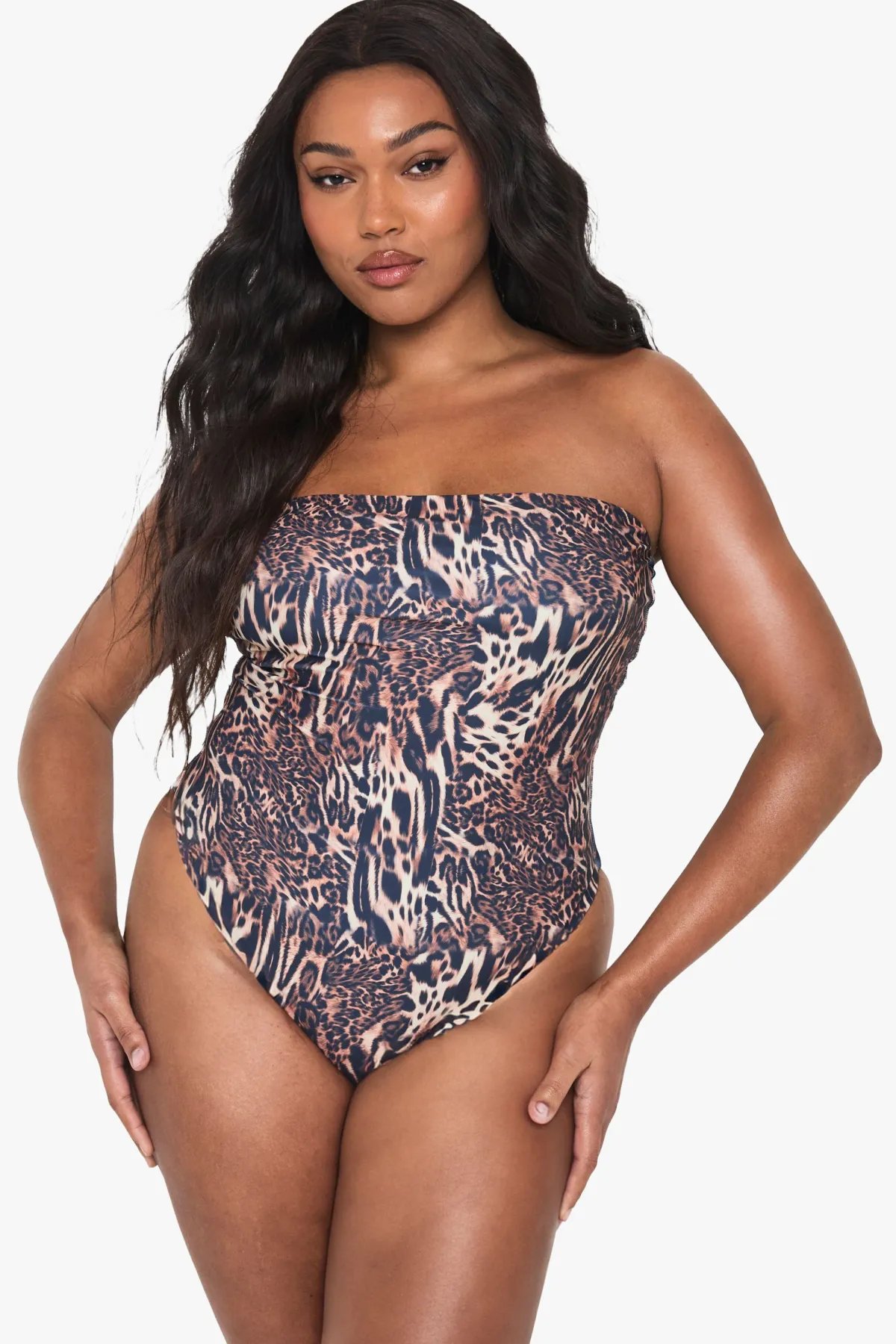 boohoo Maillot de Bain Bandeau Plus Swimwear Essentials<Femme Imprimé Léopard|Tenues De Plage