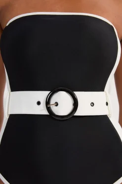 KarenMillen Maillot de bain bandeau à panneaux contrastés avec ceinture<Femme Maillots De Bain|Tenues De Plage