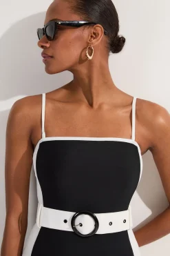 KarenMillen Maillot de bain bandeau à panneaux contrastés avec ceinture<Femme Maillots De Bain|Tenues De Plage