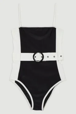 KarenMillen Maillot de bain bandeau à panneaux contrastés avec ceinture<Femme Maillots De Bain|Tenues De Plage