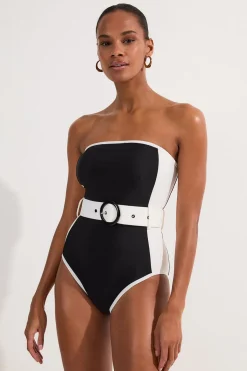 KarenMillen Maillot de bain bandeau à panneaux contrastés avec ceinture<Femme Maillots De Bain|Tenues De Plage
