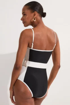 KarenMillen Maillot de bain bandeau à panneaux contrastés avec ceinture<Femme Maillots De Bain|Tenues De Plage