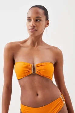 Maillot de bain bikini haut à bretelles détachables, bordé d'or