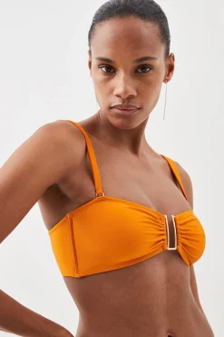 Maillot de bain bikini haut à bretelles détachables, bordé d'or