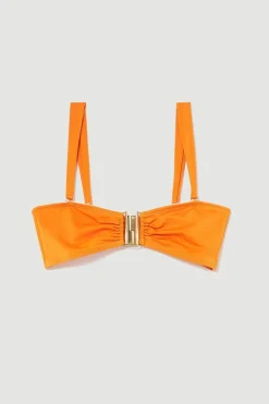 Maillot de bain bikini haut à bretelles détachables, bordé d'or