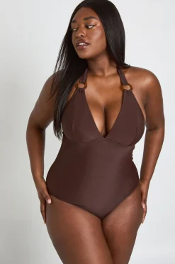 Maillot De Bain Échancré Avec Détail Ornement Grande Taille