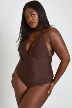 Maillot De Bain Échancré Avec Détail Ornement Grande Taille
