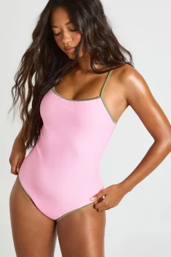 boohoo Maillot de Bain Échancré à Détails Contrastés Côtelés<Femme Maillots De Bain|Tenues De Plage
