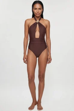 Maillot de Bain à Col Halter avec Détails Coquillage