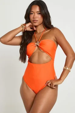 Maillot De Bain Col Halter À Découpes Et Ornement Étoile De Mer
