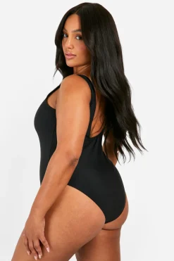 Maillot de bain à contrôle du ventre, col scoop pour tailles plus