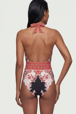 Maillot de Bain Décolleté Imprimé Foulard Miroir