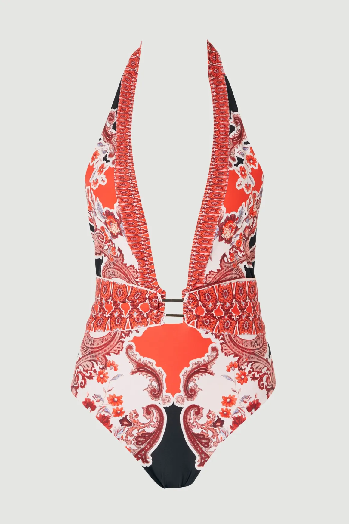 Maillot de Bain Décolleté Imprimé Foulard Miroir